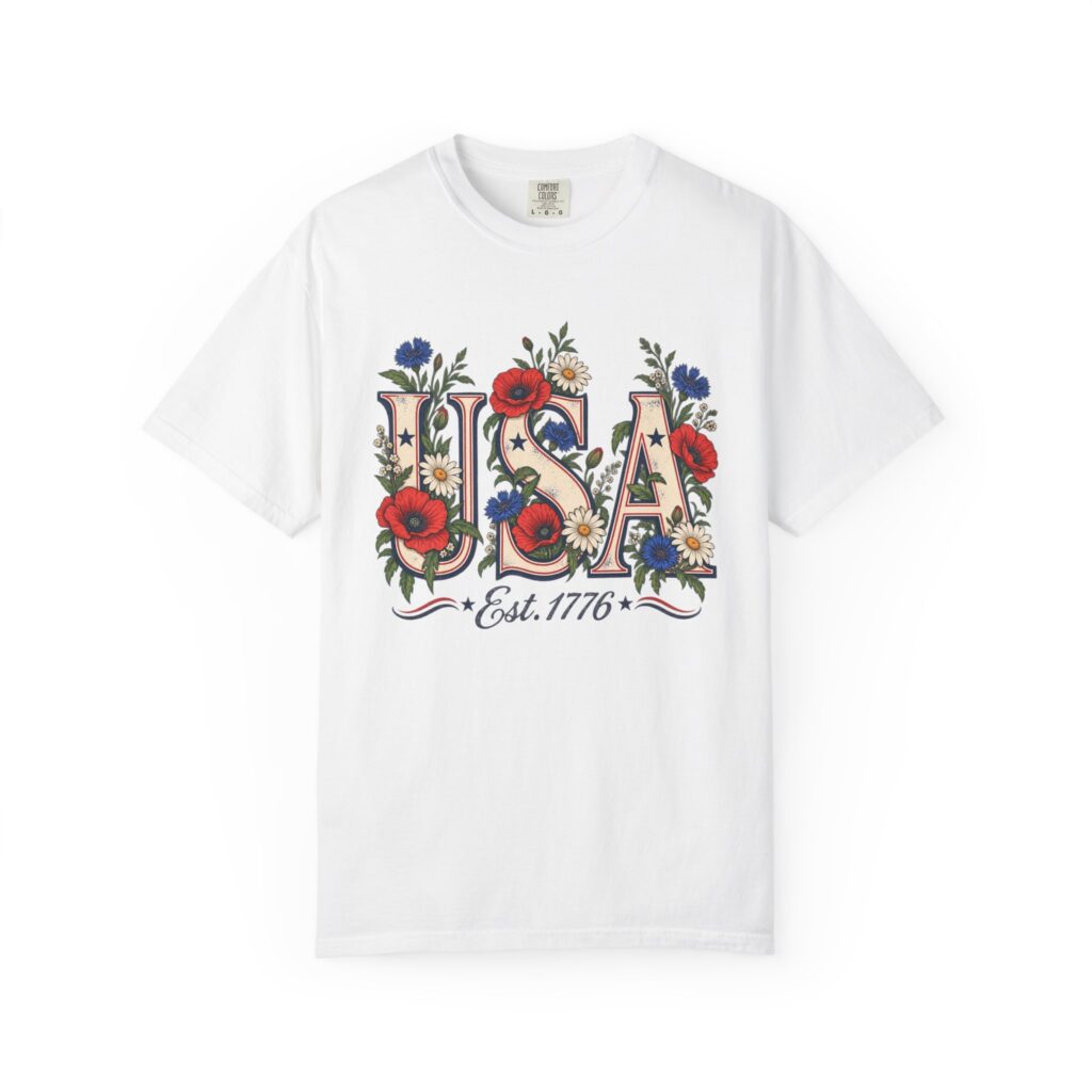 Floral USA Est 1776 Tee