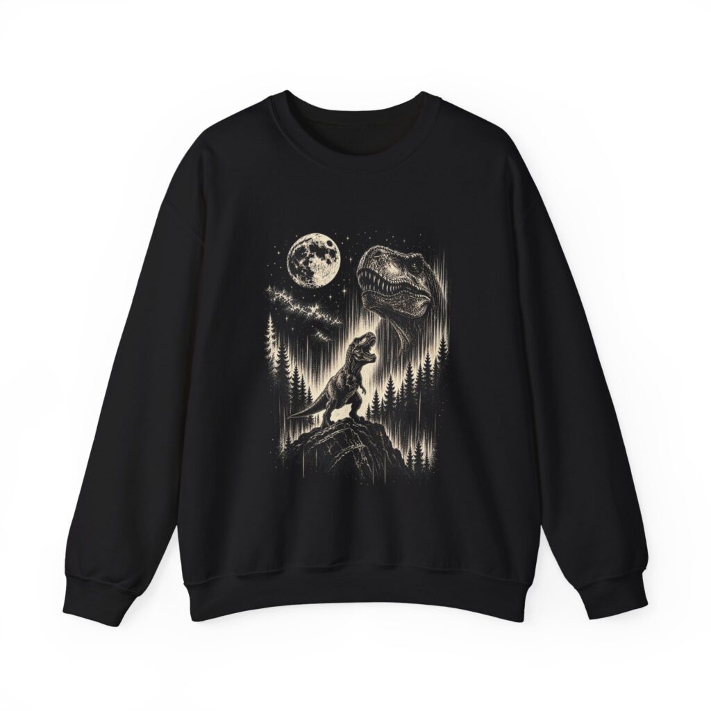 T Rex Howling at the Moon Crewneck Sweatshirt