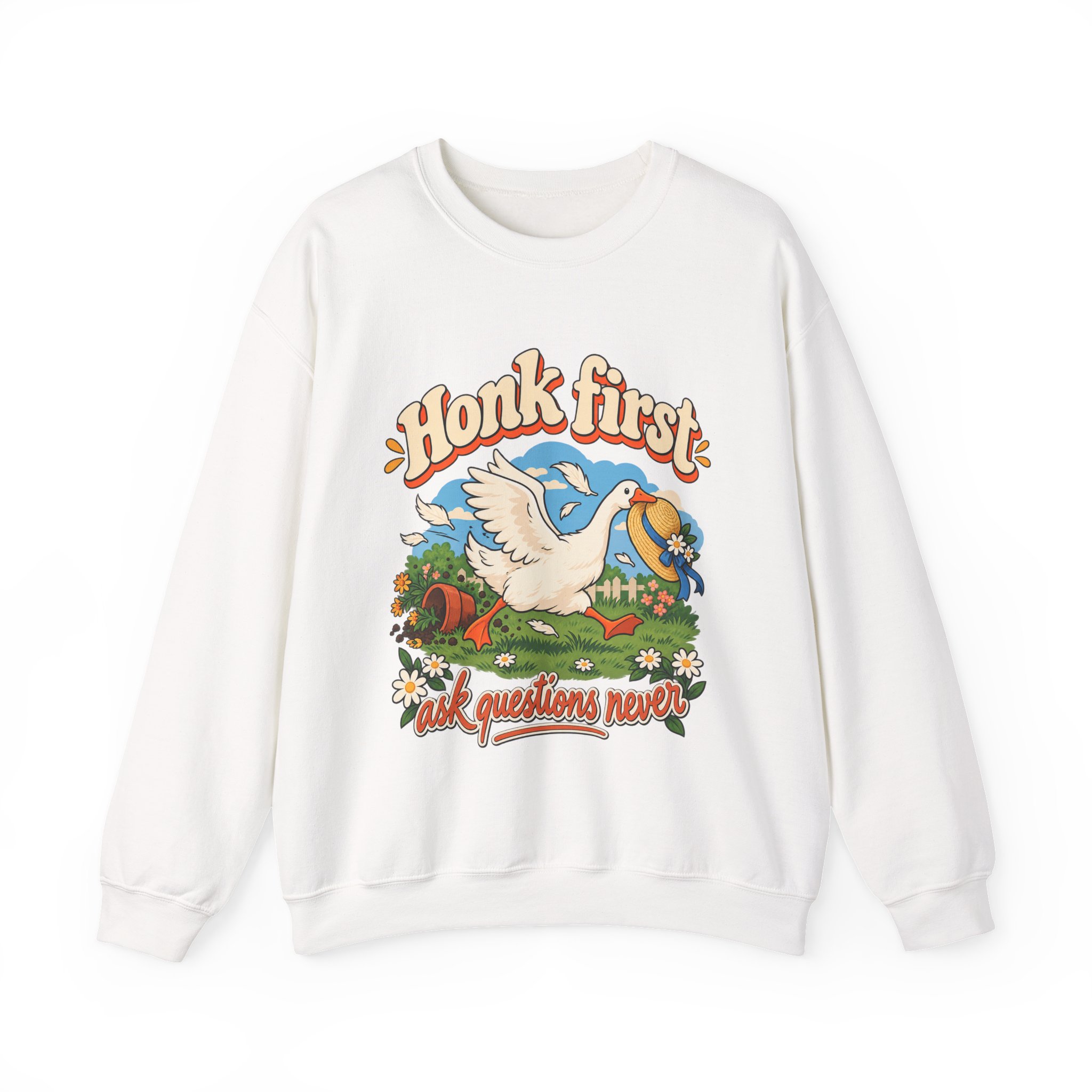 Honk First Goose Crewneck Sweatshirt