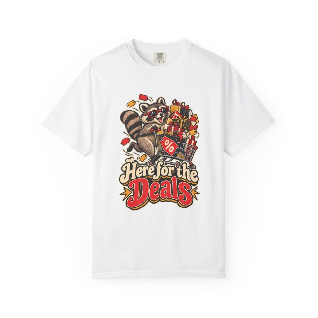 Here for the Deals Shopping Raccoon Tee