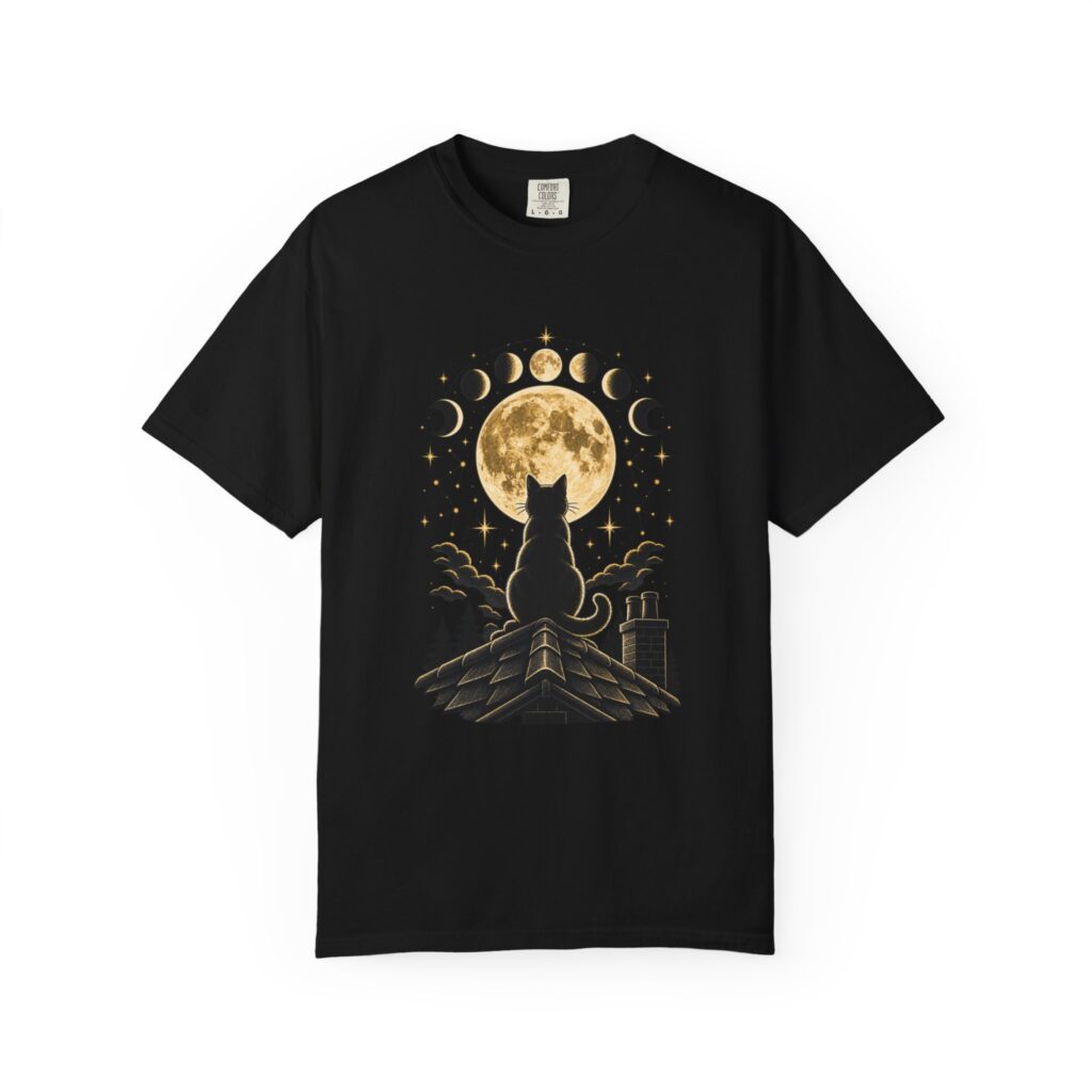 Black Cat Moon Phases Tee