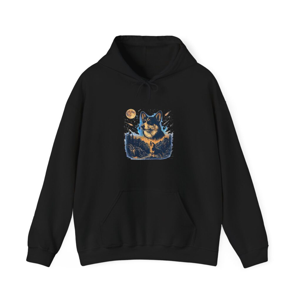 Corgi Howling at the Moon Hoodie
