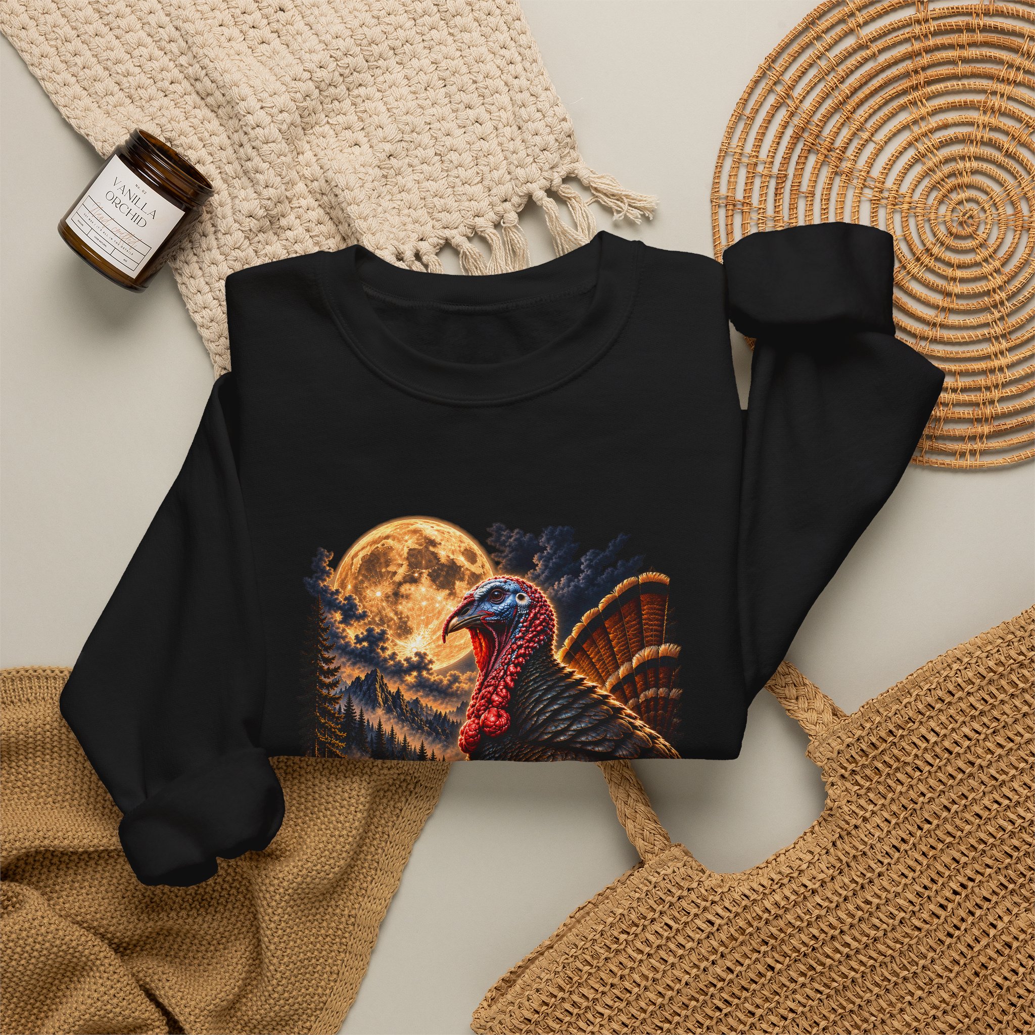 Turkey Howling at the Moon Crewneck Sweatshirt - Image 4