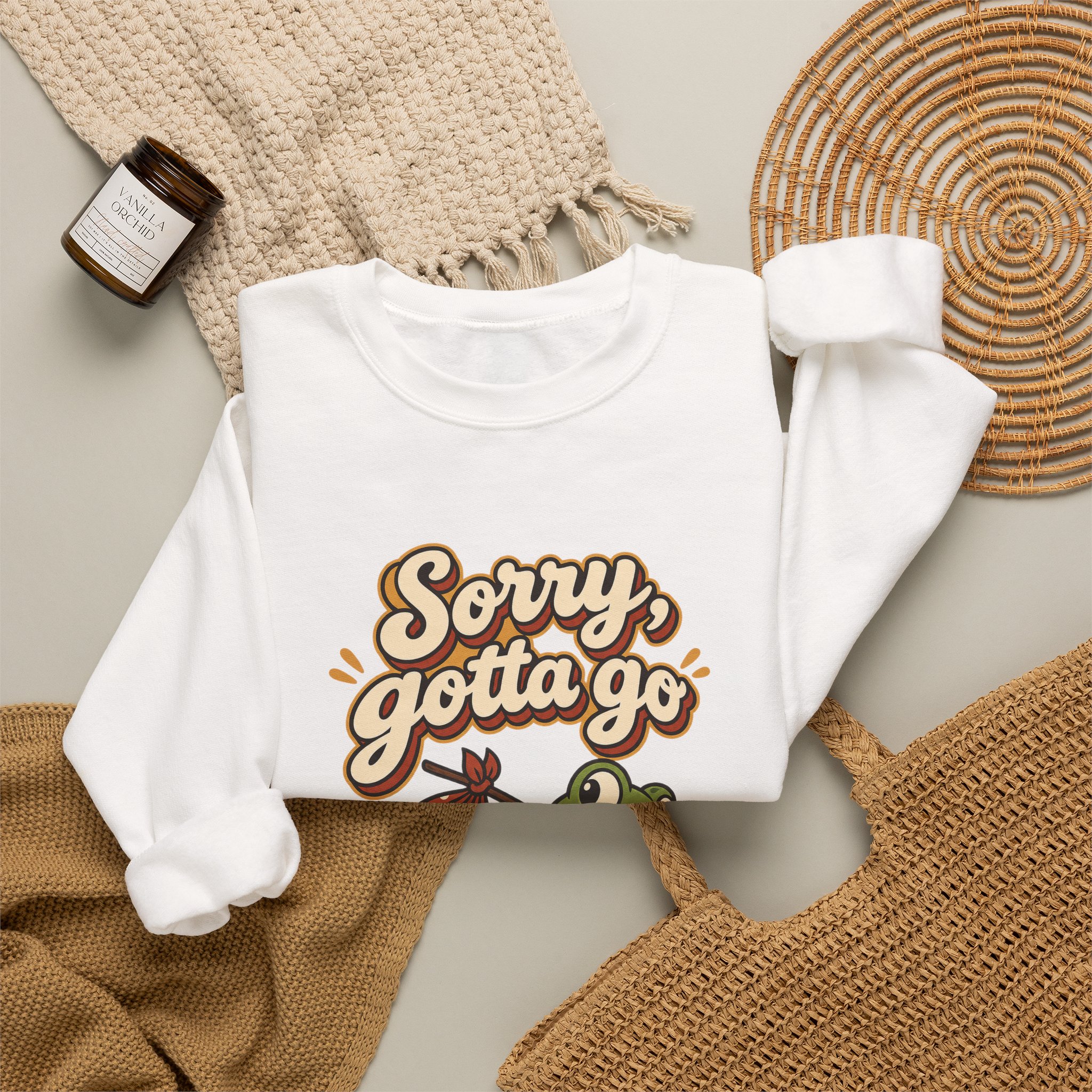 Sorry Gotta Go Frog Crewneck Sweatshirt - Image 4