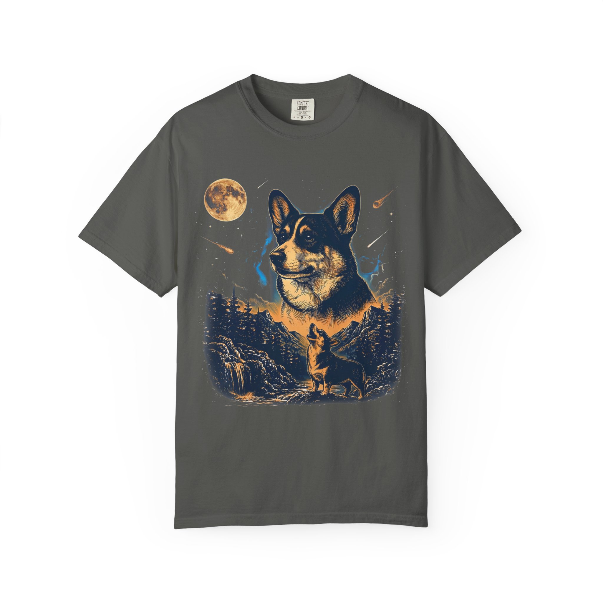 Corgi Howling at the Moon tee