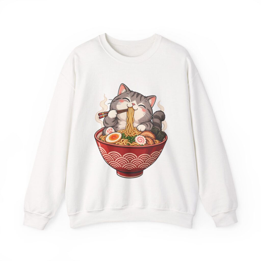 Cat Eating Ramen Crewneck Sweatshirt
