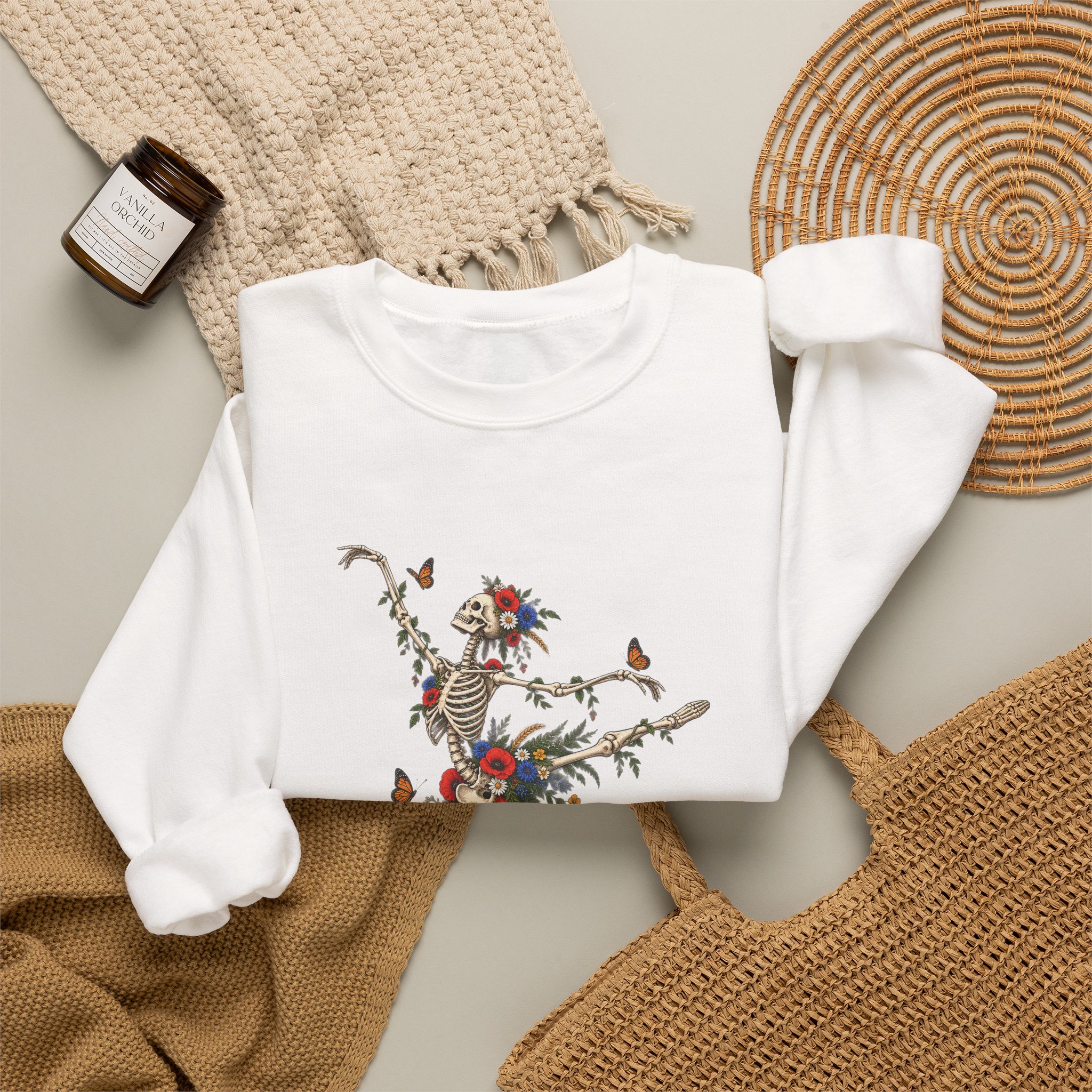 Skeleton Arabesque Wildflower Crewneck Sweatshirt - Image 4