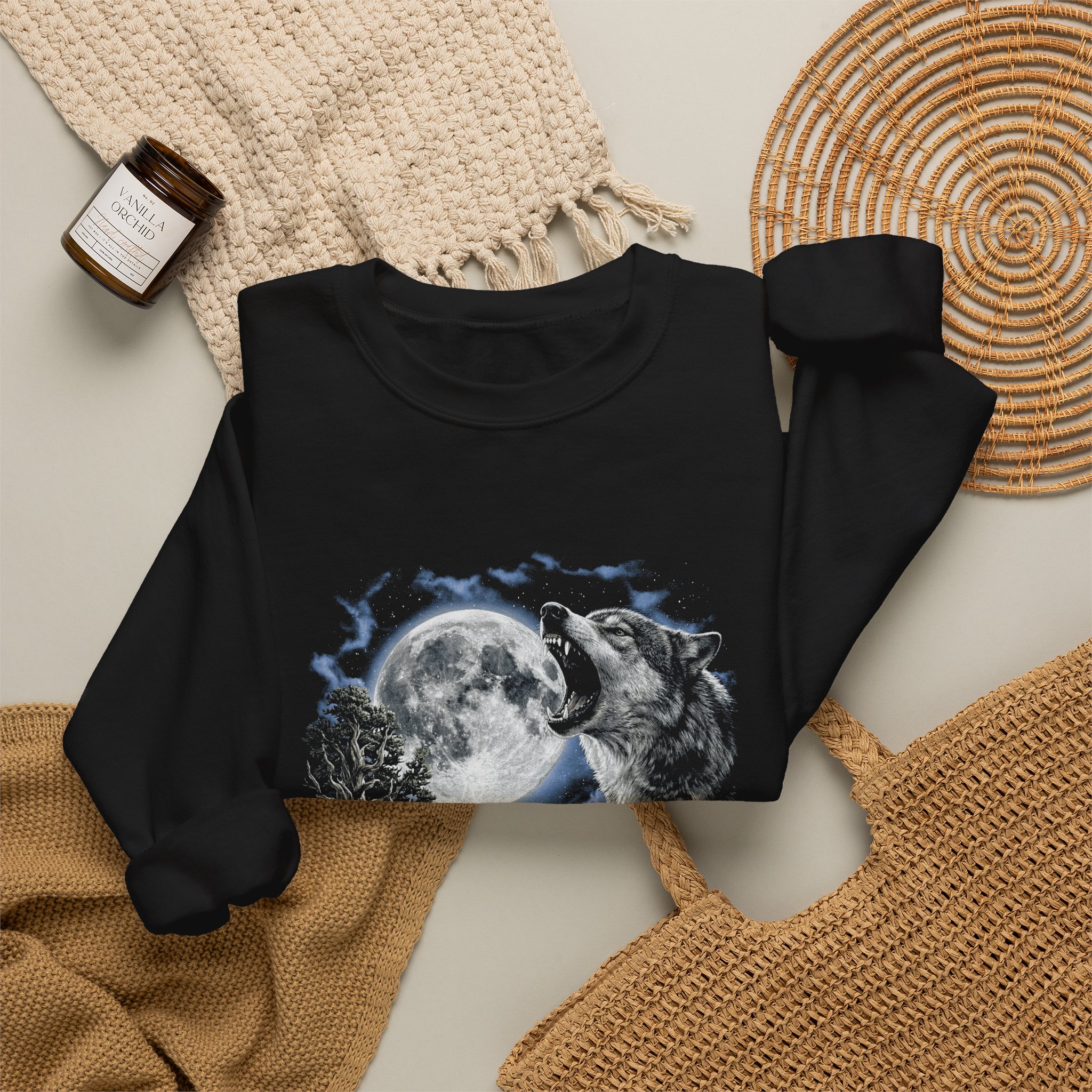 Howling Wolf Moon Crewneck Sweatshirt - Image 4