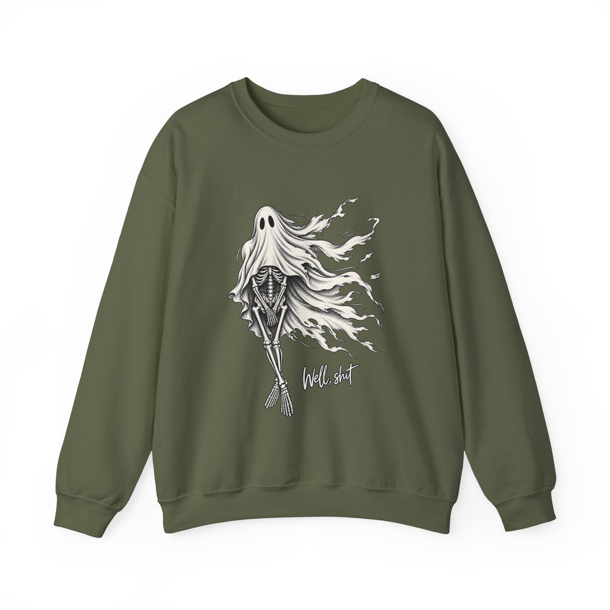 Well Shit Skeleton Ghost Crewneck Sweatshirt - Image 7