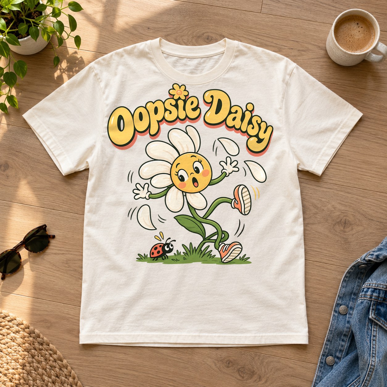 Oopsie Daisy Tee in ivory, flat lay